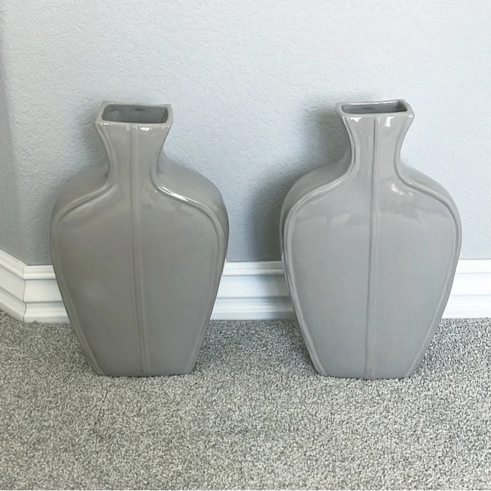 Two Gray Target Vases